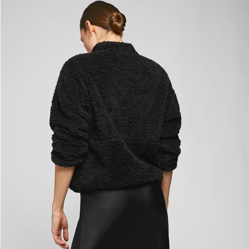 Anine Bing Designer Black Sierra Sherpa Half Zip Pullover S - Picture 2 of 16